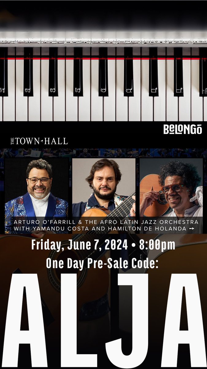 Arturo O’Farrill & The Afro Latin Jazz Orchestra With Yamandu Costa and Hamilton de Holanda In a historic encounter of musical innovators in the Afro Latin, Brazilian, and Jazz traditions: thetownhall.org/event/arturo-o… #presale