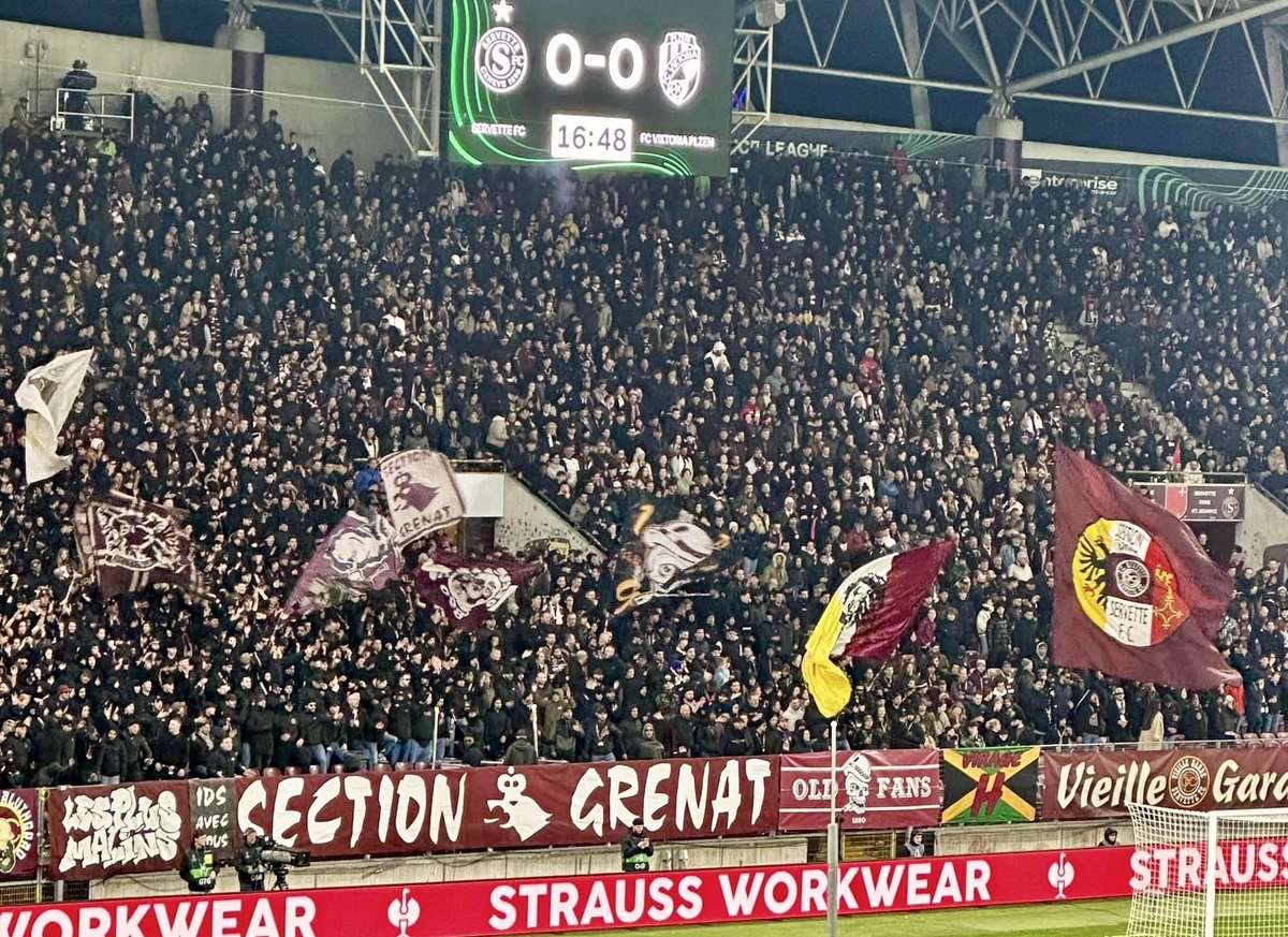 ultras1899_'s tweet image. Servette FC - FC Viktoria Plzeň #ultras #ServetteFC #sectiongrenat #sg88 #LPM  #SFC (07.03.24)