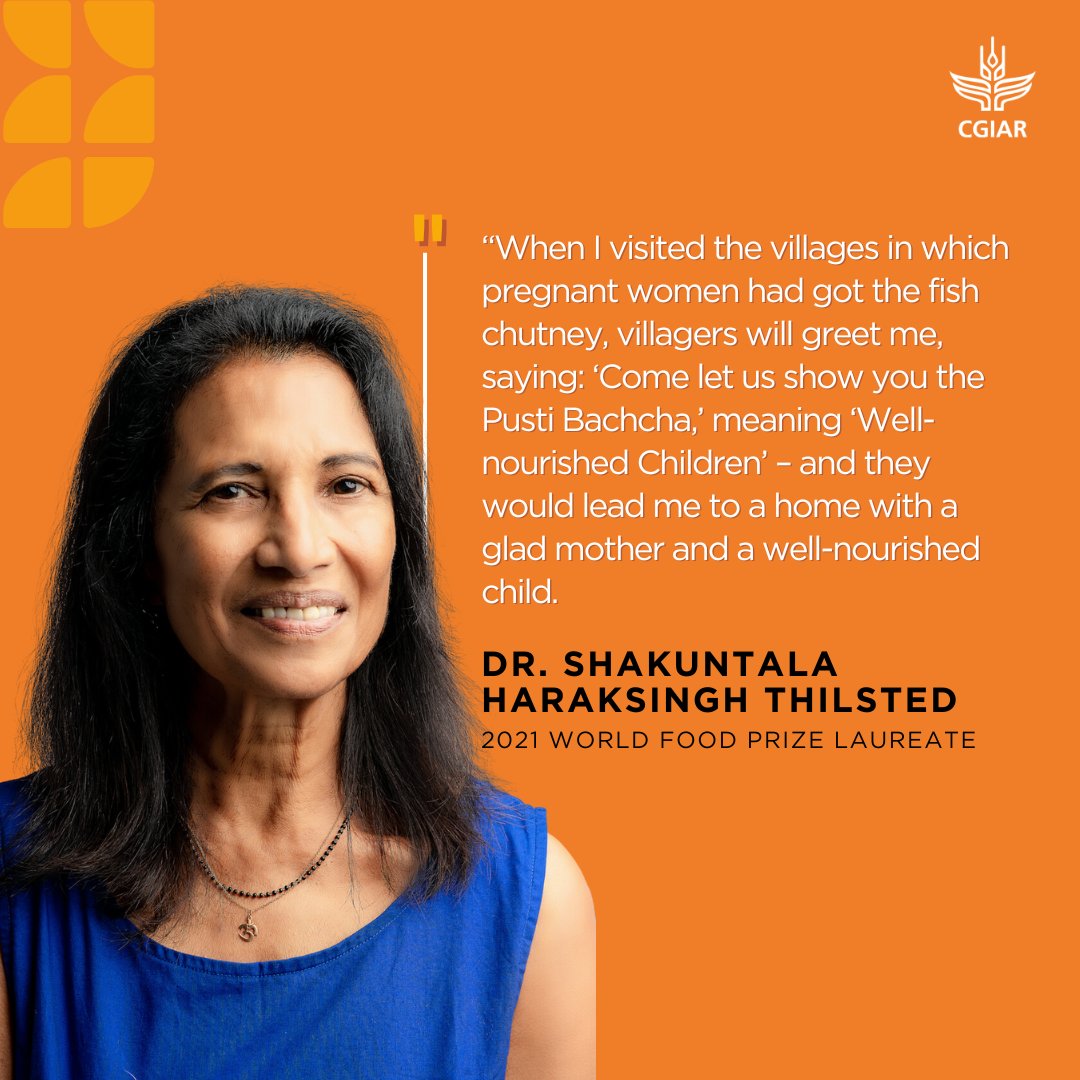 From homemade gill nets to integrated pond polyculture systems to her @WorldFoodPrize-awarded research on #smallfish, we celebrate the contributions of @CGIAR's @trinidad1949 towards empowering millions of women to nourish families and inspire change. #InvestinWomen @CGIARgender