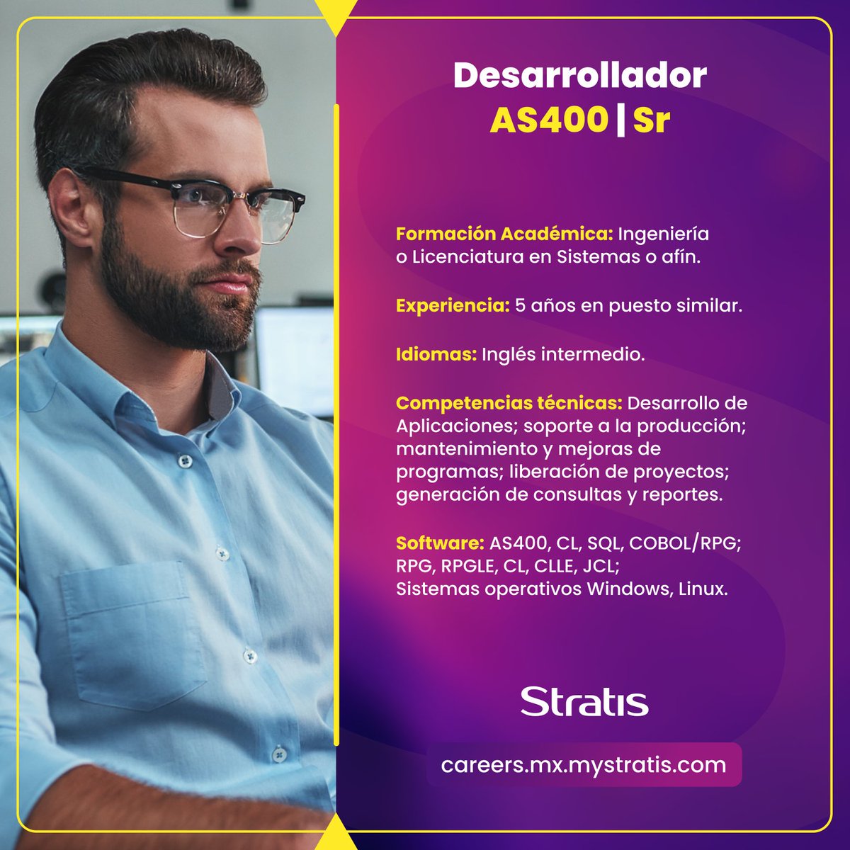 mystratis's tweet photo. Postúlate ahora y forma parte de nuestra gran red de profesionales! #OportunidadLaboral #empleodisponible #vacantedisponible #empleoMexico #vacantesmexico #vacantesCDMX #areatecnologica #tecnologia #hiring https://t.co/ELY4N8cGMq