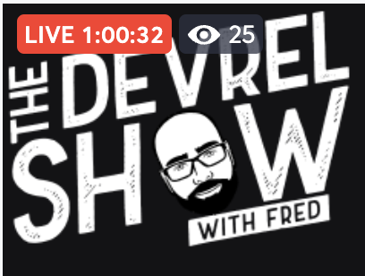 fharper's tweet photo. The #devrelshow is new; I've just finished the 12th episode.
Views are slowly growing, but I'm also starting to get more & more people live: sometimes a quiet audience & other times, participating a lot.
Still, today was the most folks I had live π
1/3 https://t.co/yycuTw07RN