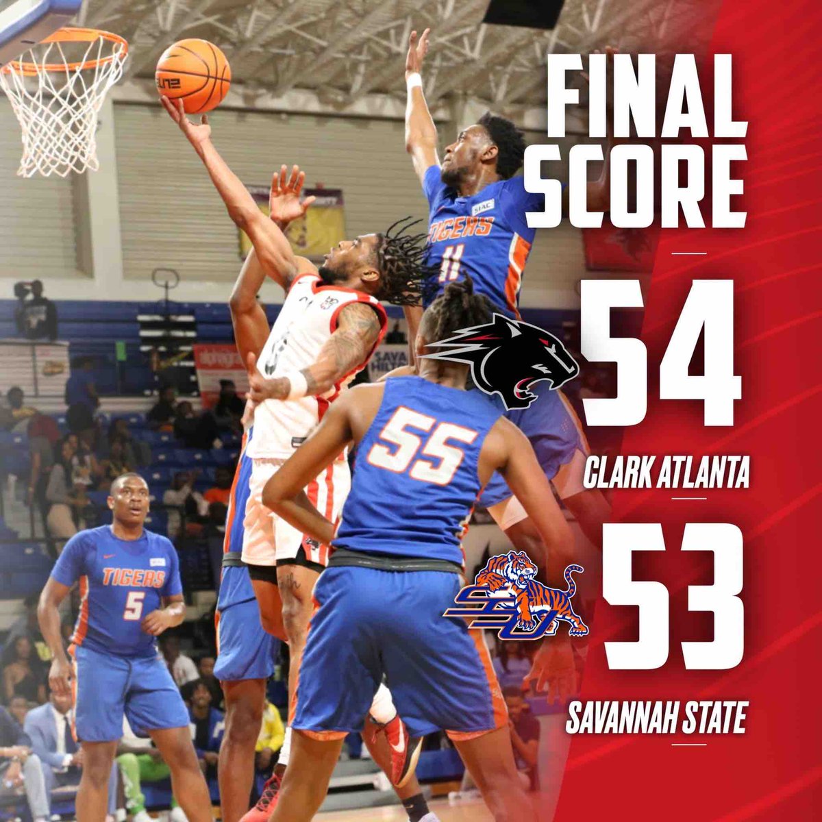 𝐏𝐀𝐍𝐓𝐇𝐄𝐑𝐒 𝐎𝐍 🔝 Chris Martin led all scorers with a game-high 28 points! Clark Atlanta advances to the semifinals to play the winner of Tuskegee and Benedict on Saturday at 3 PM! 🏀🔥🐾 #GoPanthers🐾 | #WeAreCAU | #BeltBoyz