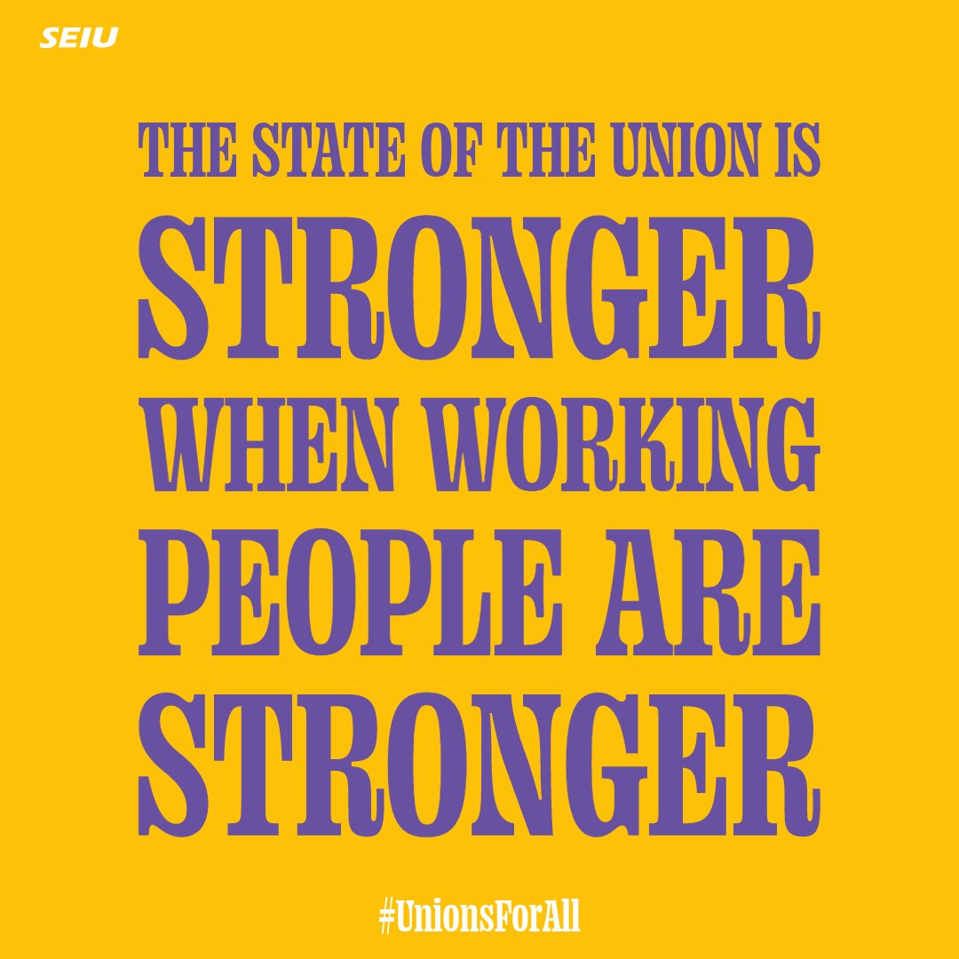The #SOTU reminds us of the power of leadership. @POTUS has shown support for workers unionizing, standing on the picket line with us & championing justice. Now is the time to stand up, fight against corporate greed and unite to protect our freedoms. #UnionsForAll @nvaflcio