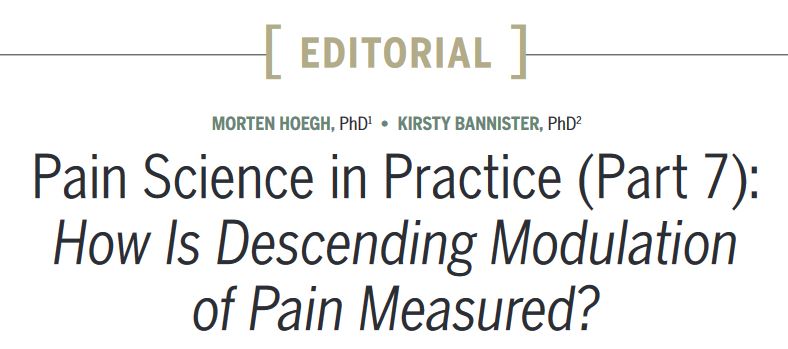 JOSPT's tweet photo. Interested in another dose of our #PainScienceInPractice series π€
Part 7 "How Is Descending Modulation of Pain Measured?" is OUT NOW
Link β‘οΈ https://t.co/Zcn5ZMtE6O
#yourJOSPT #PainScience https://t.co/5XqWSQYdzO