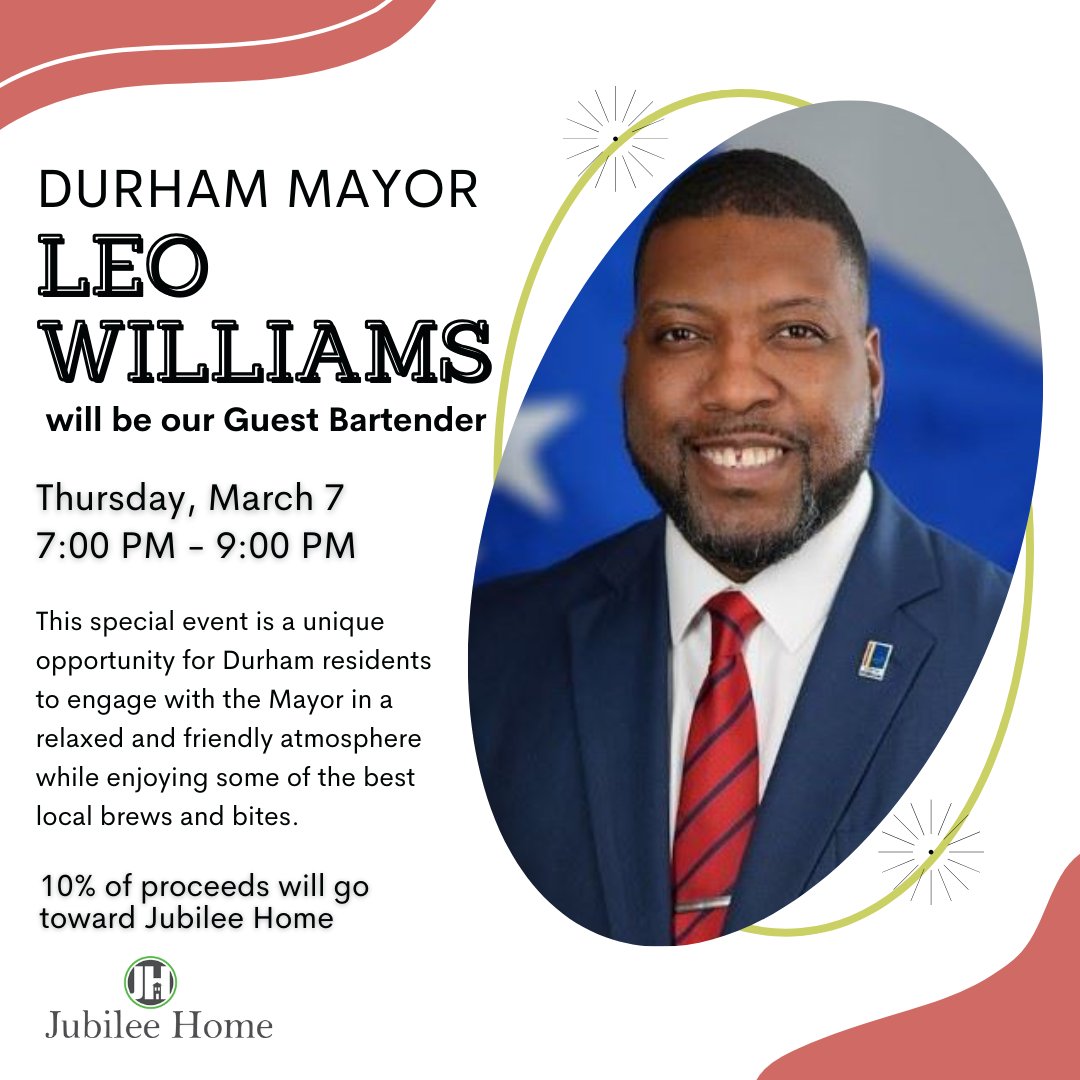 🍻✨ Join us for a night to remember - Mayor Leonardo "Leo" Williams will be stepping behind the bar at @bullcitysolera as our guest bartender TONIGHT from 7pm to 9pm. 

Tag your friends and mark your calendars - this is an evening you won't want to miss! 🍔🍺