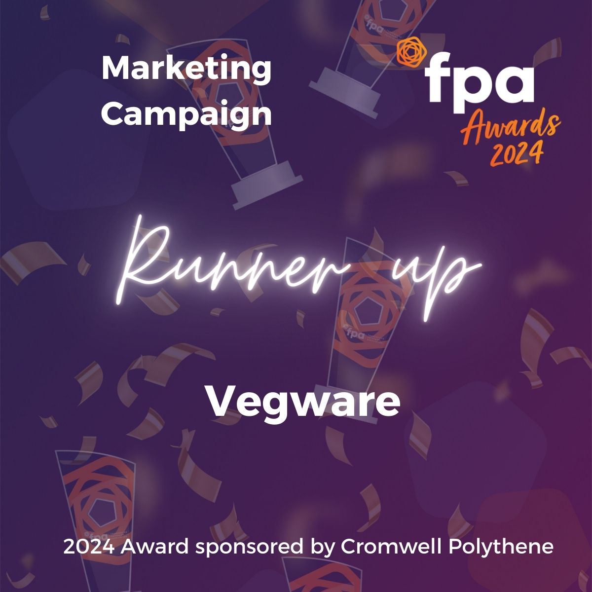Runner-up for the Marketing Campaign Award, sponsored by @CromwellPoly is @vegware for Make the Switch

#FPA2024Awards