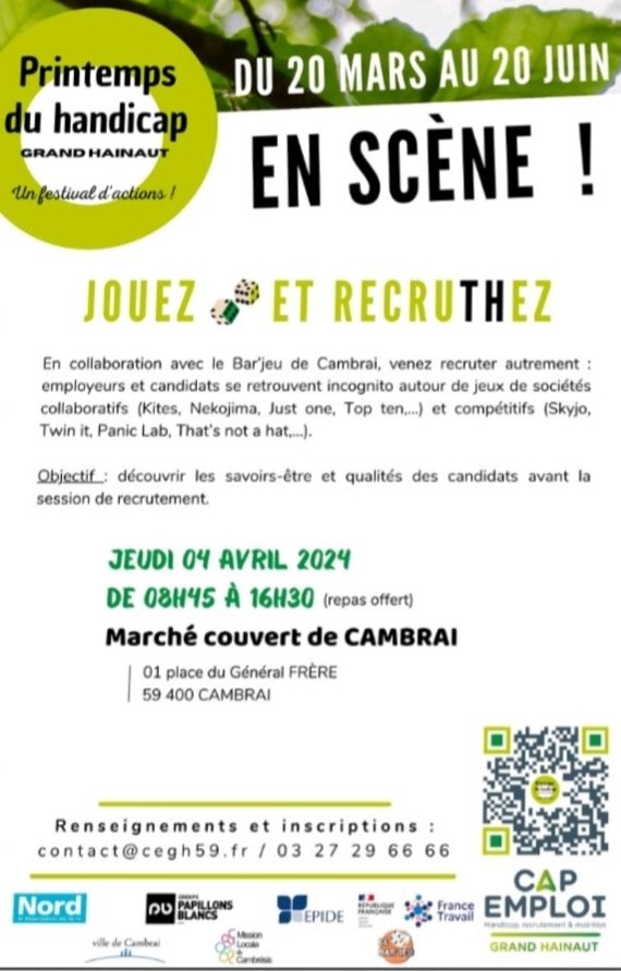 #printempsduhandicap #francetravailcambresis #capemploigrandhainaut 
Recruter la bonne personne parce que le bon profil, c'est d'abord la compétence ☺️. Favoriser l’insertion professionnelle des personnes en situation de handicap 👏. Toutes les entreprises sont concernées 😉.⤵️