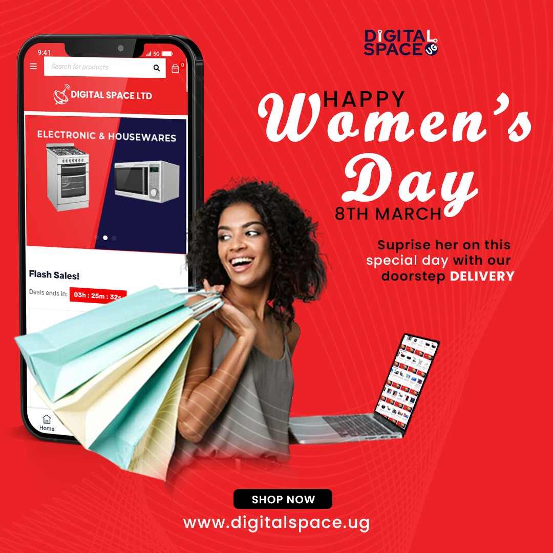 DigitalSpace_UG's tweet photo. Suprise her on this special day with our doorstep delivery. Happy Women's Day! 💖 #womensday #EmpowerHer #digitalspaceug https://t.co/RjnhcCz72B