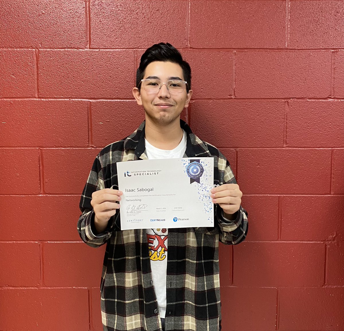 🚨Isaac is a double threat! He is a <a href="/NISDCommArts/">Communications Arts</a> student in our cyber program. He holds various Adobe certifications and today he earned IT Specialist in Networking-his 2nd IT cert! <a href="/NISD/">Northside ISD</a> <a href="/NISD_CTE/">NISD_CTE</a> <a href="/utsanscc/">UTSANSCC</a>