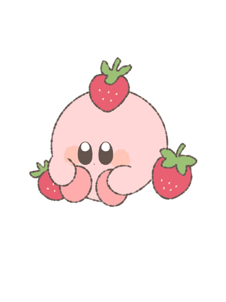 kirby food no humans strawberry fruit white background simple background solo  illustration images