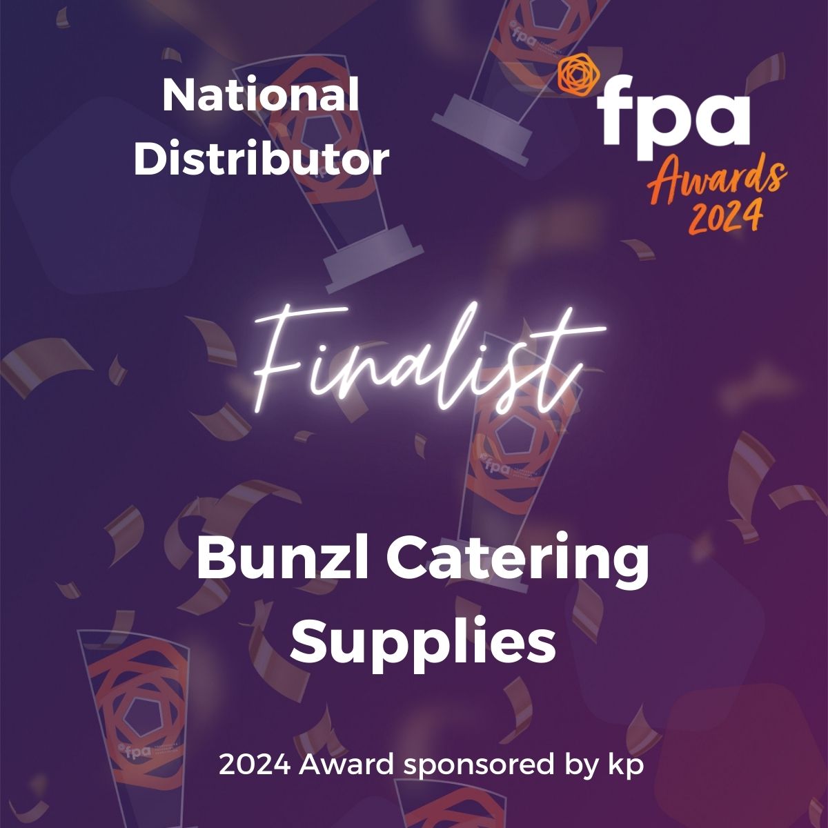 Finalist for the National Distributor Award, sponsored by @kpGroup_ is @BunzlCatering #FPA2024Awards