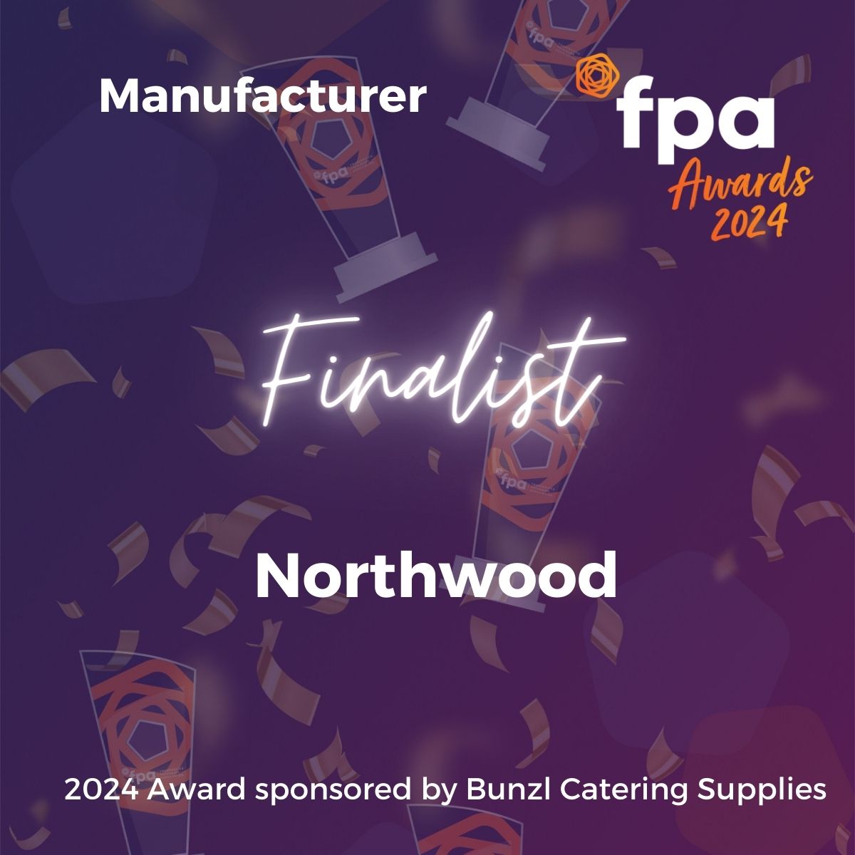 Finalist for the Manufacturer Award, sponsored by @BunzlCatering, is Northwood