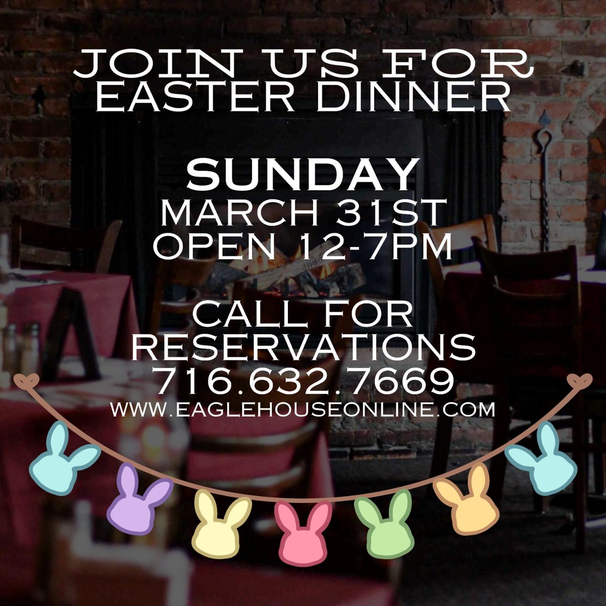 Reserve your table now for an unforgettable Easter dinner!🐣🐰#stepsawayfromashercrossing#easterdinner#eaglehouse#supportlocalbusiness#alwaysunited