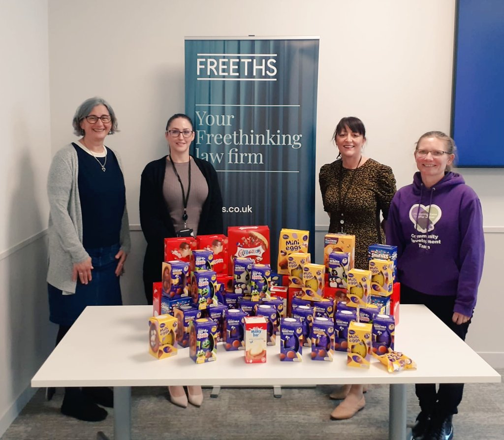 Thank you to @freeths  for their kind donation of Easter eggs for our #EasterCampaigne @LeicsCares. #TogetherWeCan