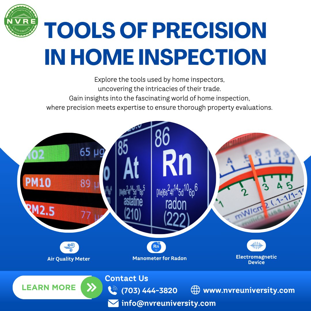 NVREUniversity's tweet photo. Uncover the secrets of home inspection tools, from air quality meters to manometers. These cutting-edge gadgets reveal hidden issues, guaranteeing meticulous and precise inspections. 

Learn more with us!
(703) 444-3820
 info@nvreuniversity.com
https://t.co/MlL7B2bjjM https://t.co/DfipwbWIZE