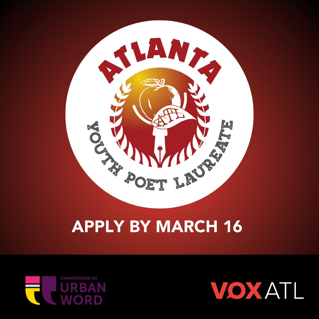 📣 Calling all youth poets, ages 13-18! The Atlanta Youth Poet Laureate application is open. The deadline to apply is March 16 by 11:59 pm! Don't wait - apply today. bit.ly/YPL2024