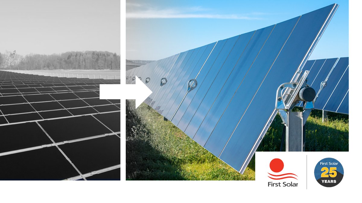 Today, First Solar's advanced thin film CdTe Series 7 modules are about 3.5 times larger and three times more efficient than their early prototype. #FirstSolar25 #AmericanSolar #throwback'