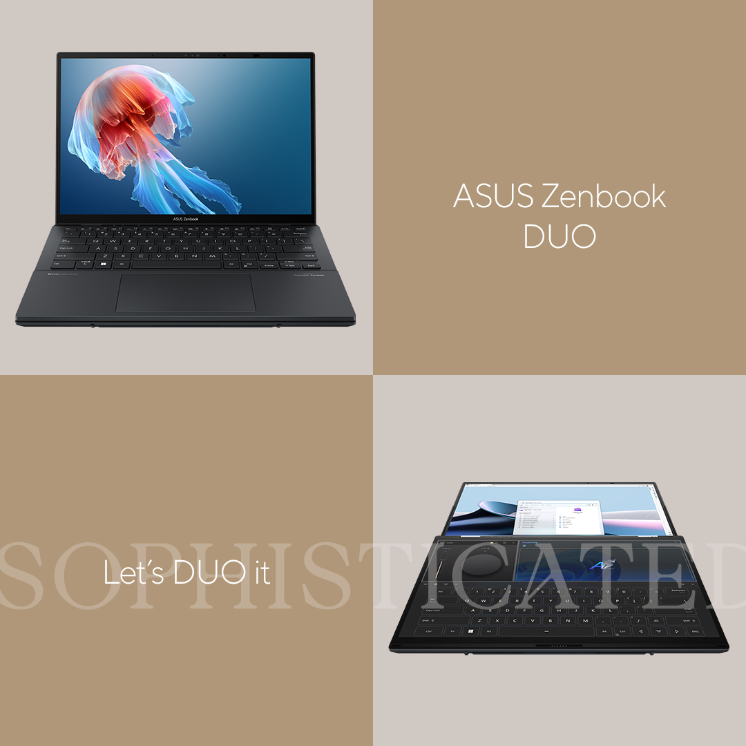 ASUSUSA's tweet image. The perfect blend of form and function. Zenbook Duo: Where innovation meets design.

Explore: us.asus.click/LetsDuoIt
#ASUS #LetsDUOit #lifeessential #ZenbookDUO