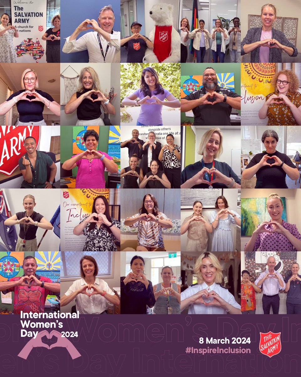 Salvos Australia (@salvos) on Twitter photo Today on #InternationalWomensDay we celebrate the social, economic, cultural and political achievements of women around the globe and strike the #InspireInclusion pose to show our solidarity đź’ś<a href="/womensday/">Women's Day</a> #IWD2024 Today on #InternationalWomensDay we celebrate the social, economic, cultural and political achievements of women around the globe and strike the #InspireInclusion pose to show our solidarity đź’ś<a href="/womensday/">Women's Day</a> #IWD2024