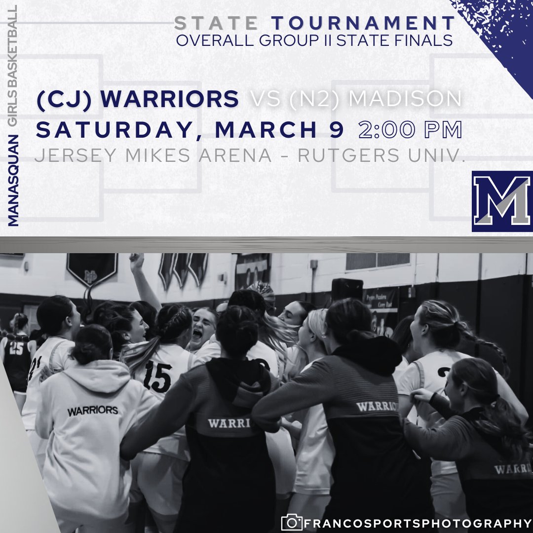🏀With all the attention on Manasquan Basketball this week, be sure to show your support for our GIRLS <a href="/SquanGirlsBBall/">Manasquan Girls Basketball</a> who play in the Overall Group 2 State Final at Rutgers on Saturday @ 2pm after another truly incredible season!  GO SQUAN! 🏀