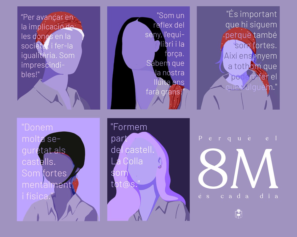 JoveDeTarragona's tweet photo. 💜 Per què som importants les dones a la Colla Jove?

✊🏼 Ho diuen l'Anna, la Sandra, l'Asha, la Cristina i l'Esparza, però ho podríem dir qualsevol de naltros. Gràcies per col·laborar-hi: siguem exemple!

#castells #TornaLaJove #SomExemple https://t.co/W1Fh4ldmYz