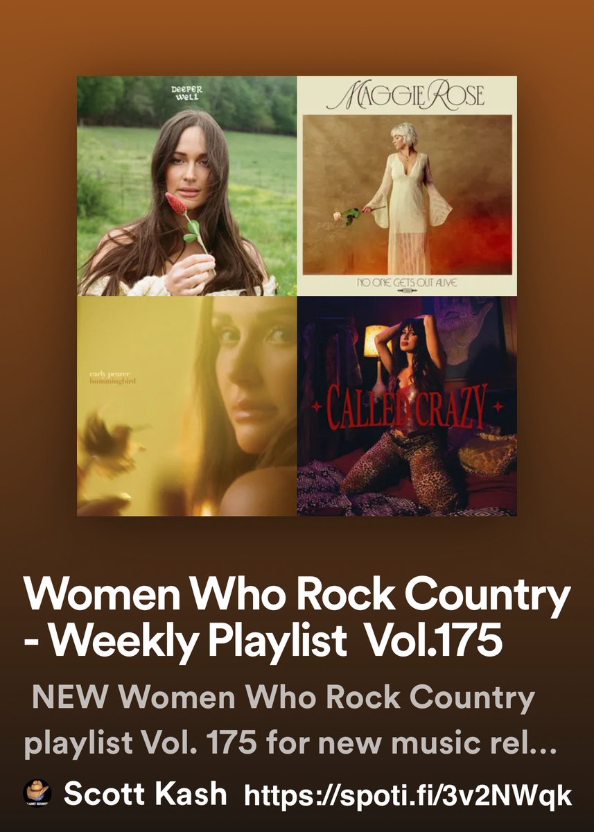 NEW #WomenWhoRockCountry playlist for new releases by @emilymyersmusic @themorganwade @carolinerparke @krisangelis #AllisonDanielsMusic #MelanieMeriney @laurendamusic @rachelbrookevg +MORE #Spotify spoti.fi/3v2NWqk #NewMusic2024 #Country @rt_tsb @MusicCityMemo