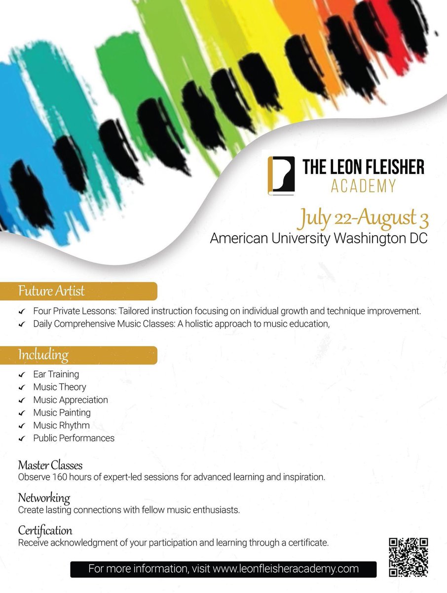 🎹✨ Exciting Opportunity for Young Pianists! ✨🎹

We’re thrilled to announce that applications are now open for the prestigious Leon Fleisher Academy Youth Piano Program! This is a once-in-a-lifetime chance for young pianists to  be mentored by world-renowned musicians.