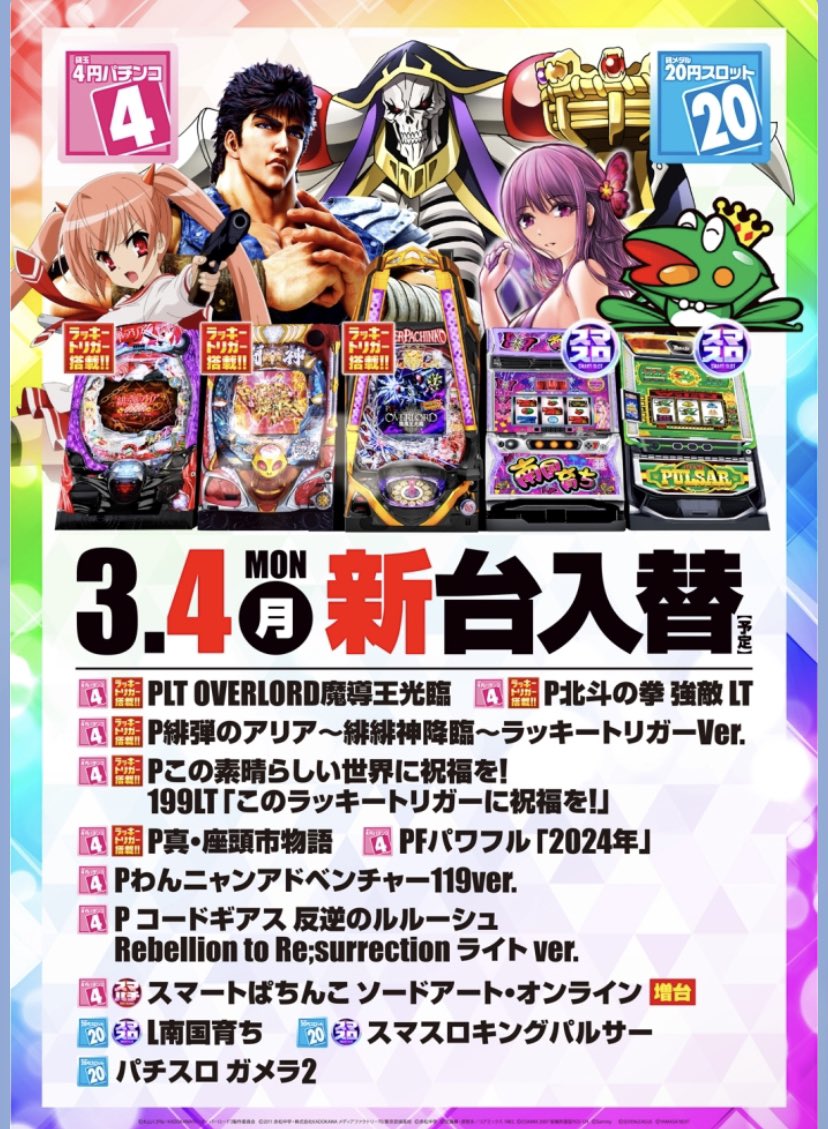 おはよう🌞 雪がまだ残ってますね🙄 フロアマップと今週の新装機種は