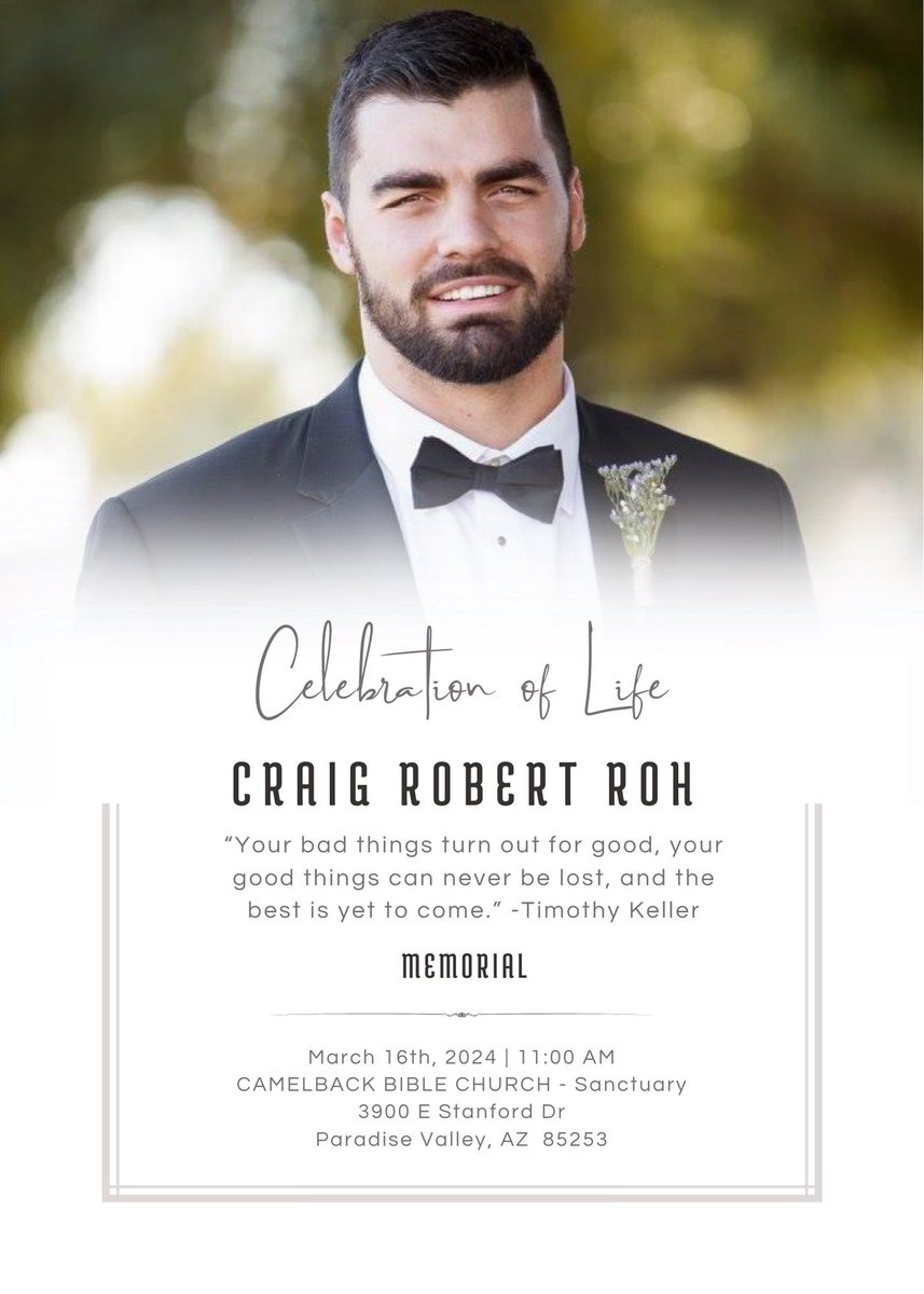 Craig’s Celebration of Life will be held on March 16th in Phoenix, Arizona. Please wear your Sunday best! A big thank you to those that have donated to our GoFundMe (link in bio), it means the world to our family as we grieve this monumental loss. 💔