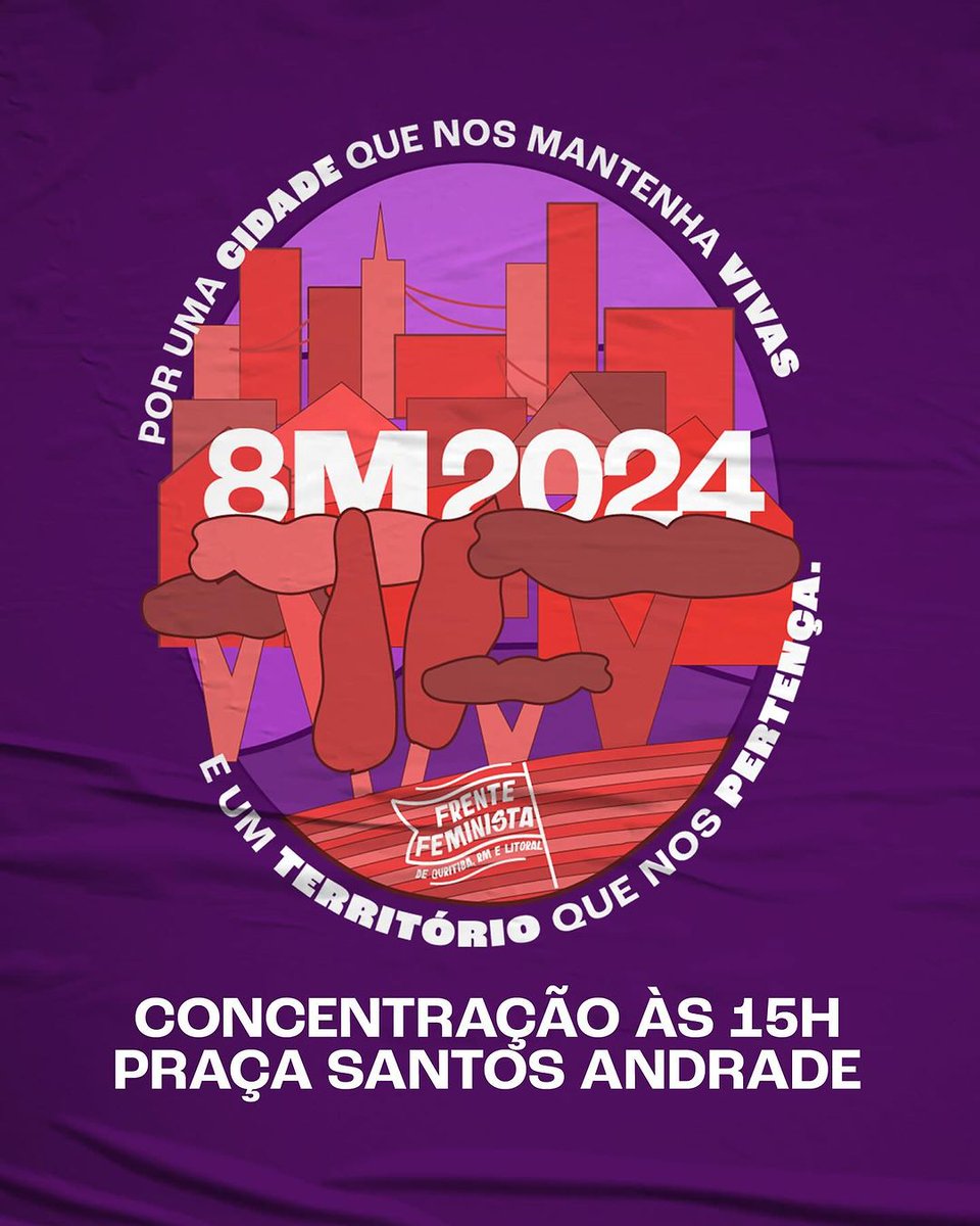 mulherespsolpr's tweet photo. NENHUMA DE NÓS A MENOS! VIVA NOS QUEREMOS! 

 #8MCuritiba #8M #8M2024 #feminicídioviolênciadoméstica https://t.co/U3uE6EYaRH