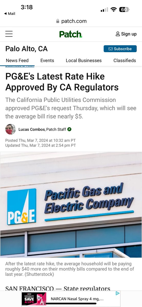 So PG&E files bankruptcy in 2021, pays out a shareholder dividend in 2023 after record profits, and they get another rate increase! Our government hates us!