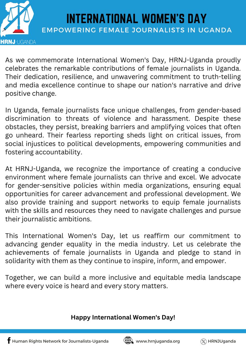 Happy Women's Day: We celebrate women journalists' incredible courage, resilience, and talent worldwide. Their voices shape our understanding of the world, from breaking news to investigative reporting. Thank you for your dedication and commitment to truth and justice #WomensDay