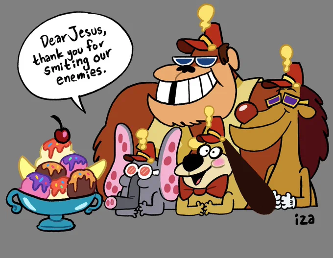 Just gonna repost this drawing I did for a request of the Banana Splits eating a Banana Split (that's an homage to the Spongebob Post it drawing by Carl) 