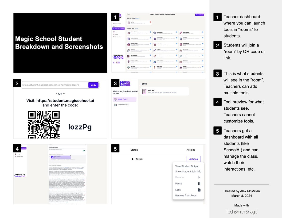 Here are 5 screenshots of the new @magicschoolai interface for students. This #GenAI tool just came out yesterday to all pioneers and I had a chance to play around to see what it can do. 🧵 (1/3) #GenAIforSchools @HollyClarkEdu @kevincrouch @AlexMBraden