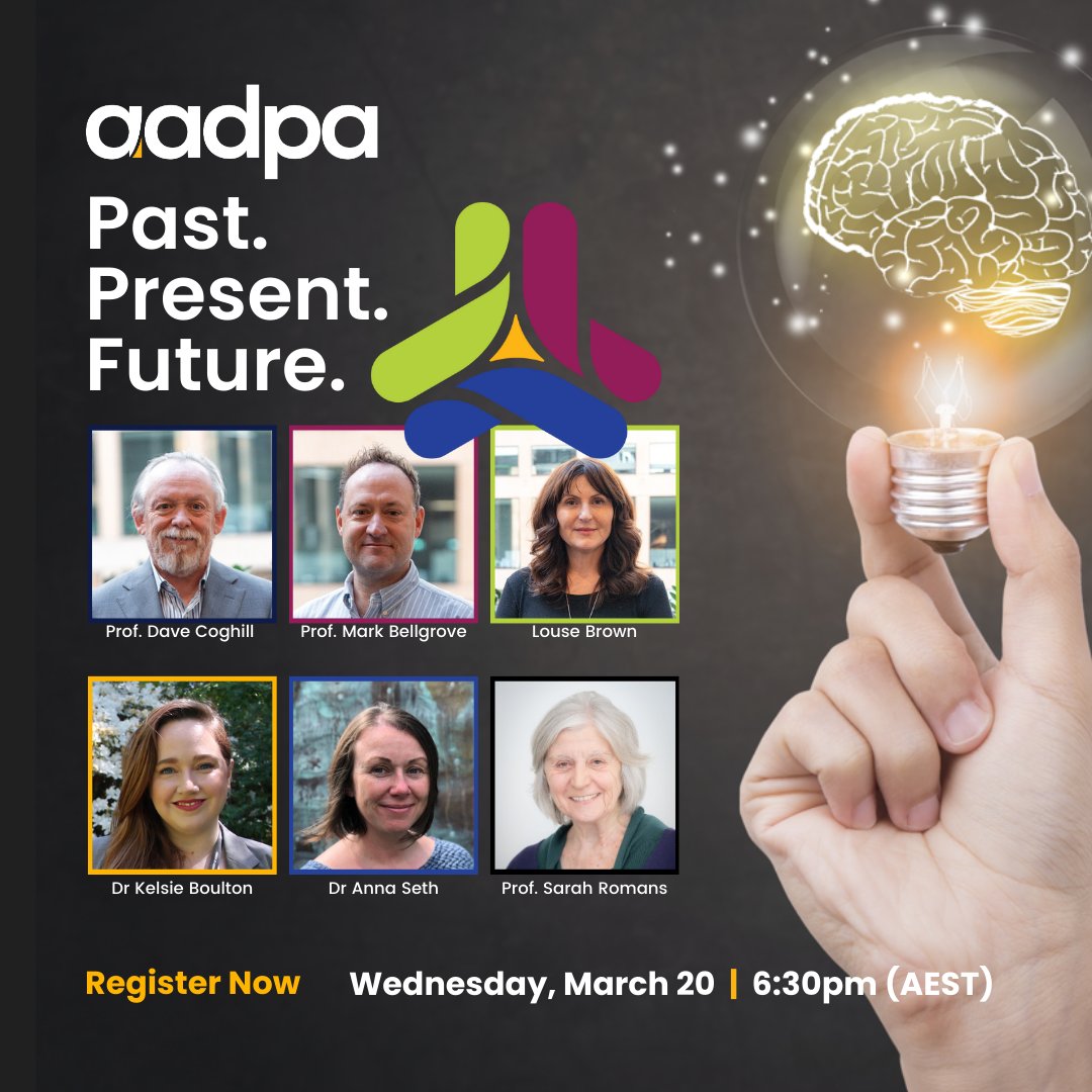 Join us LIVE on Wednesday, 20 March 2024 – 6:30pm (AEST), 3:30pm (AWST), 8:30pm (NZST)
AADPA’s key milestones and achievements over the years from our early foundations, to shaping clinical guidelines, raising public awareness. Register now: 
aadpa.com.au/aadpa-past-pre…