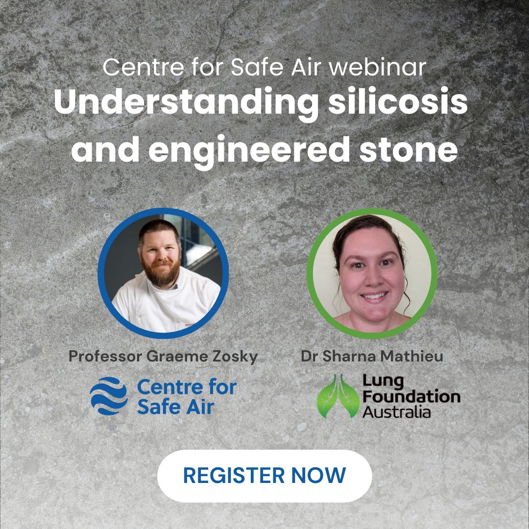 The health impacts of exposure to dust from engineered stone are now well recognised. But where to from here? Register now for our webinar featuring Prof Graeme Zosky @ResearchMenzies and Dr Sharna Mathieu @Lungfoundation 18 March 11-12pm utas.zoom.us/webinar/regist…