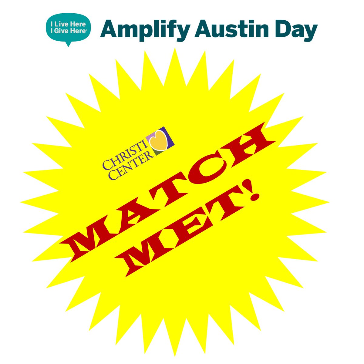 MATCH MET!

Amplify Austin 

Many thanks to good corporate citizen <a href="/DignityMem/">Dignity Memorial</a> : their Amplify Austin match of $2,500 was met. With their support, that impact is $5,000!

Thank you Dignity Memorial

Not too late to Amplify Hope!

ChristiCenter.org/amplify