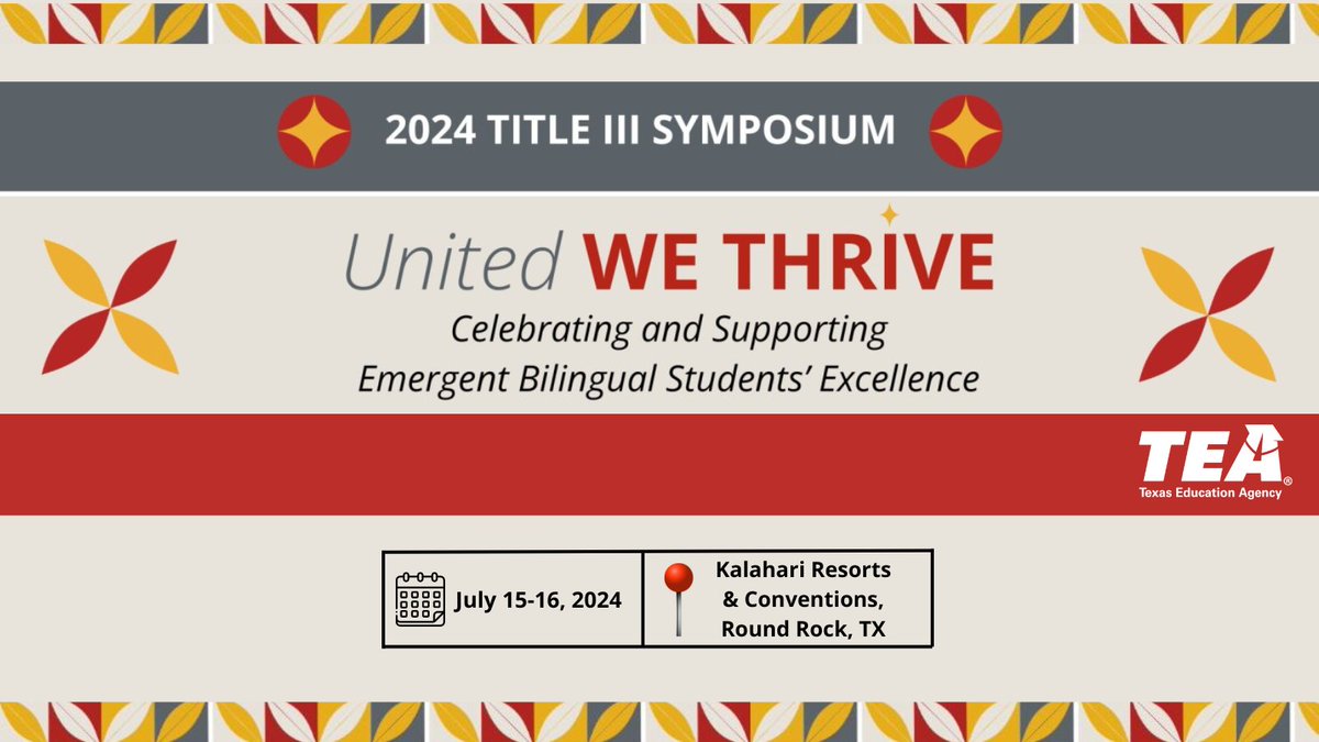 📢 Call for Proposals!

We're looking for diverse perspectives to present at the 2024 Title III Symposium. Submit your proposal that showcase the best research-based practices and innovative classroom approaches to support emergent bilingual students.

txel.org/Proposals