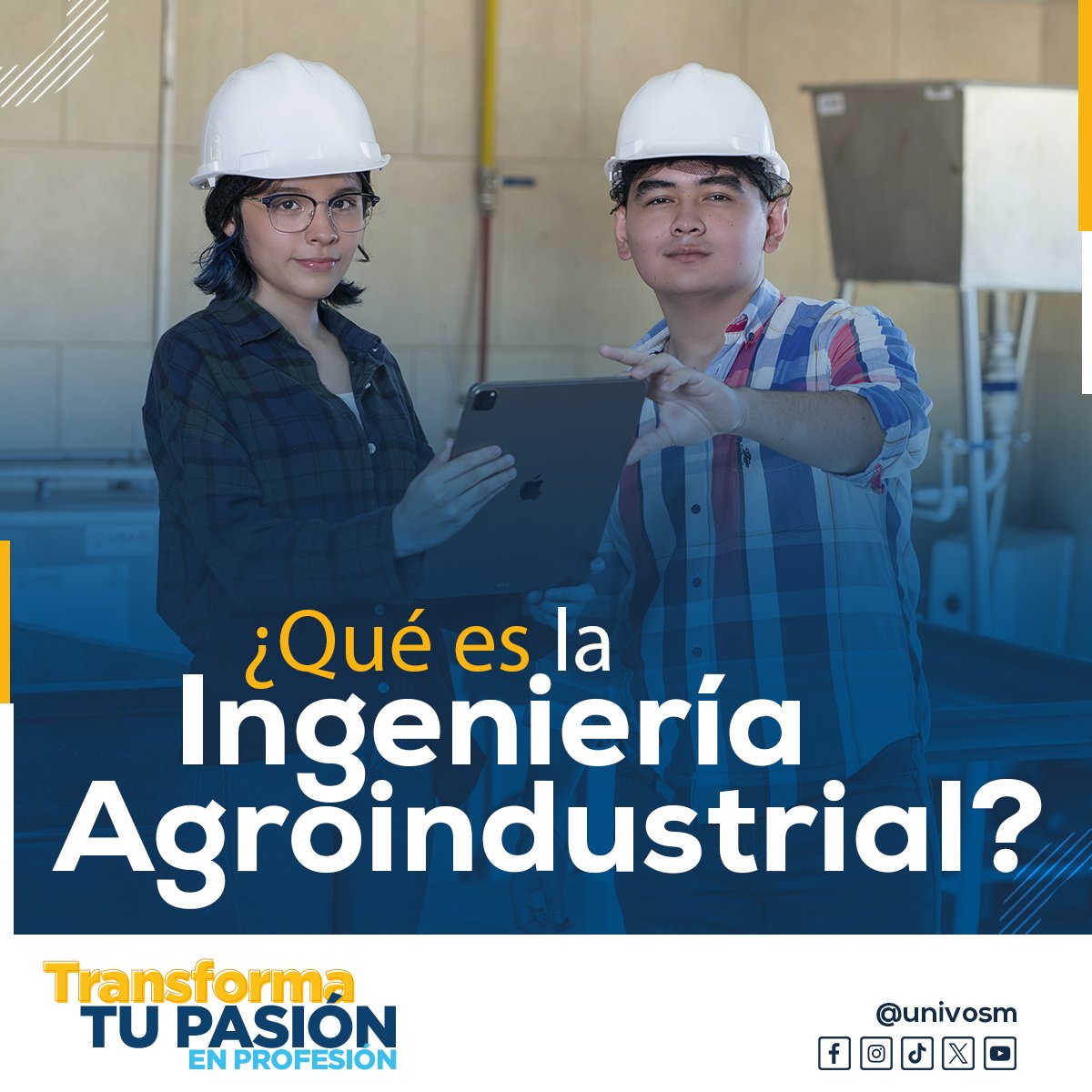 ¿Habías escuchado sobre la Ingeniería Agroindustrial?😎 Combina la ingeniería y la tecnología con la agricultura y la industria alimentaria para garantizar una producción eficiente, sostenible y segura de alimentos para todos. Conoce detalles: univo.edu.sv/ing.../ingenie…