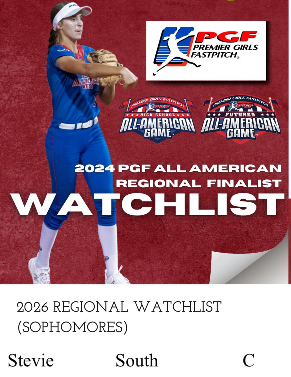 Extremely blessed & thankful to be selected amongst the best‼️

🚨WATCHLIST 2024🚨
Thank you @PGFnetwork 
#sophmoreszn #lefty #2026
#workhard
#leftycatcher

#playpgf
#PGFAllamerican
#bestofthebest
@hotshotsnation @ExtraInningSB @MHSDogSoftball @MagISDAthletics @ConroeSports