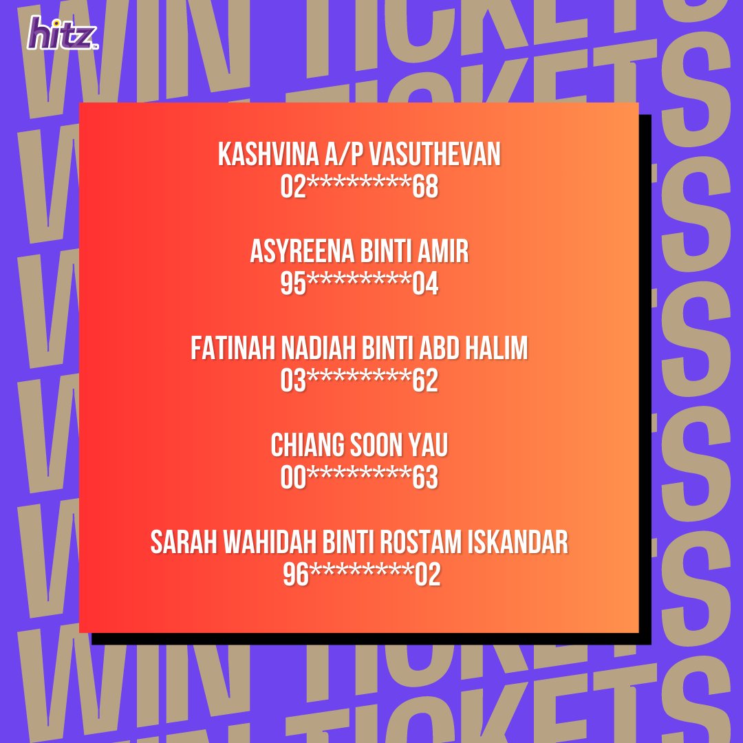 hitzdotmy's tweet photo. Congrats to the winner of DEAN with Tabber LIVE in Malaysia! Be sure to keep an eye out for our message/email okay! See you there !🤭💜 #HITZConcert #DEANOnHITZ #DEANInKL #TabberInKL https://t.co/jVZtqs5ZWI