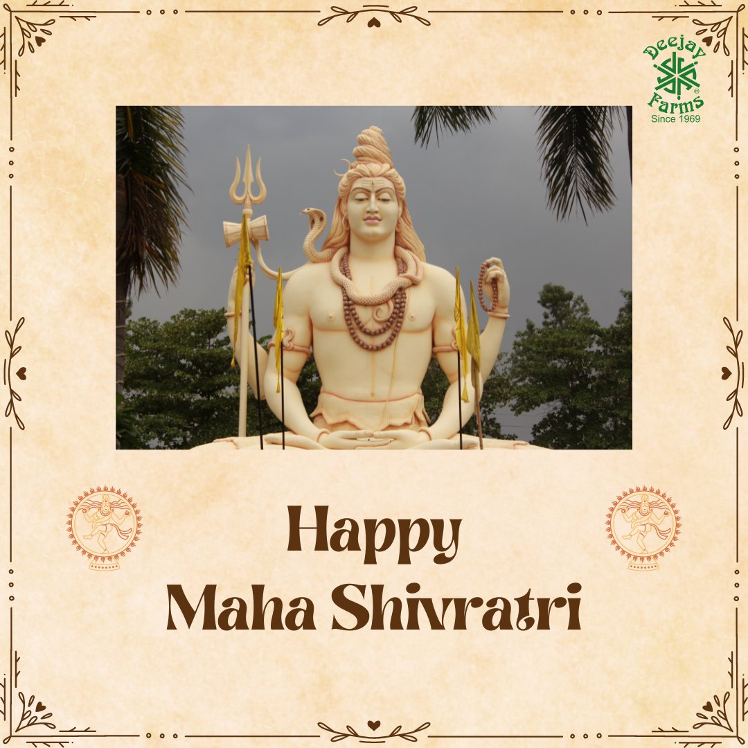 May the blessings of Lord Shiva inspire you to conquer your inner demons and find peace within.🕉✨
.
.
.
.
#MahaShivratri2024 #Shiva #DeejayFarms #DeejayCoconutFarm #DeejaySampoorna #coconut #coconutplant #agriculture #farming