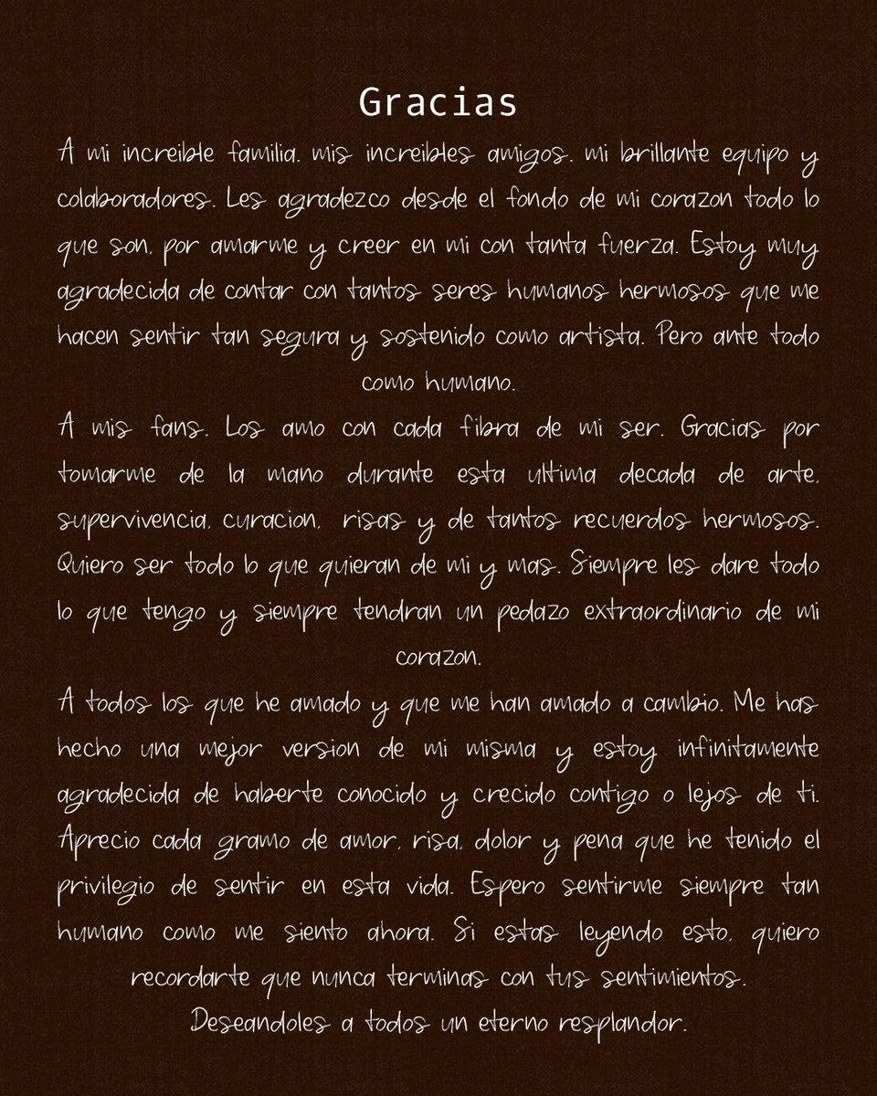 AGrande_ARG's tweet photo. Dedicatoria de Ariana Grande en "eternal sunshine":

"Gracias a mis fans. Los amo con cada fibra de mi ser. Gracias por tomarme de la mano durante esta última decada de arte, supervivencia, curación, risas y de tantos recuerdos hermosos" https://t.co/aUM14O3lQ5
