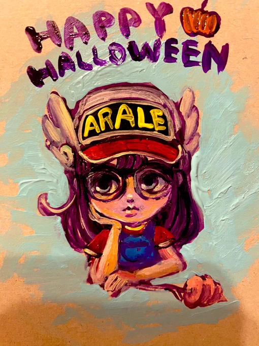 鳥山明先生ご冥福をお祈りします昨年のハロウィンに描いたテンション低いアラレちゃん仮装のひと 