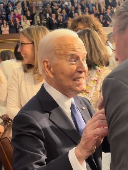 Look at this.

This is an unedited photo of Joe Biden taken by a member of Congress tonight and sent to me.

Joe Biden looks demonic. 

There is just no other word for it. 

Pray for America.