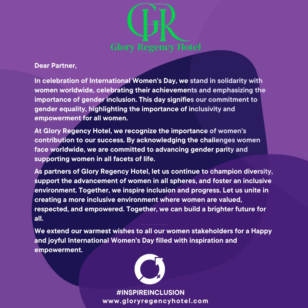gloryregency's tweet photo. #IWD2024 
#InspireInclusion https://t.co/IeV6bvuR5Y