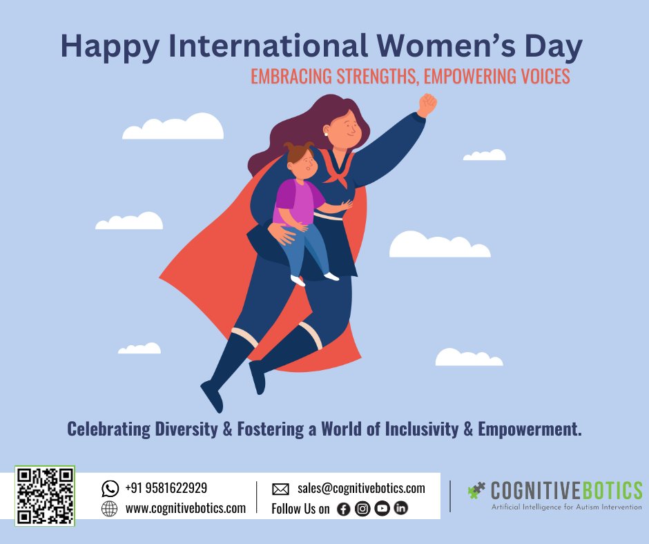 CognitiveBotics's tweet image. Happy International Women's Day To All The Incredible Women! 💐
Here's To Celebrating the Remarkable Roles Women Play &amp;amp; Advocate for their Little Ones to Make this World an Inclusive Space.

To know more please send us a message on our WhatsApp number +919581622929 ​
​
#WomensDay