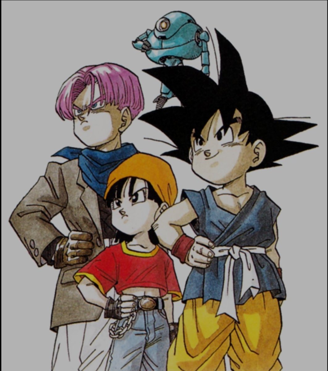 Dragon Ball GT Main Cast colored drawing by Akira Toriyama