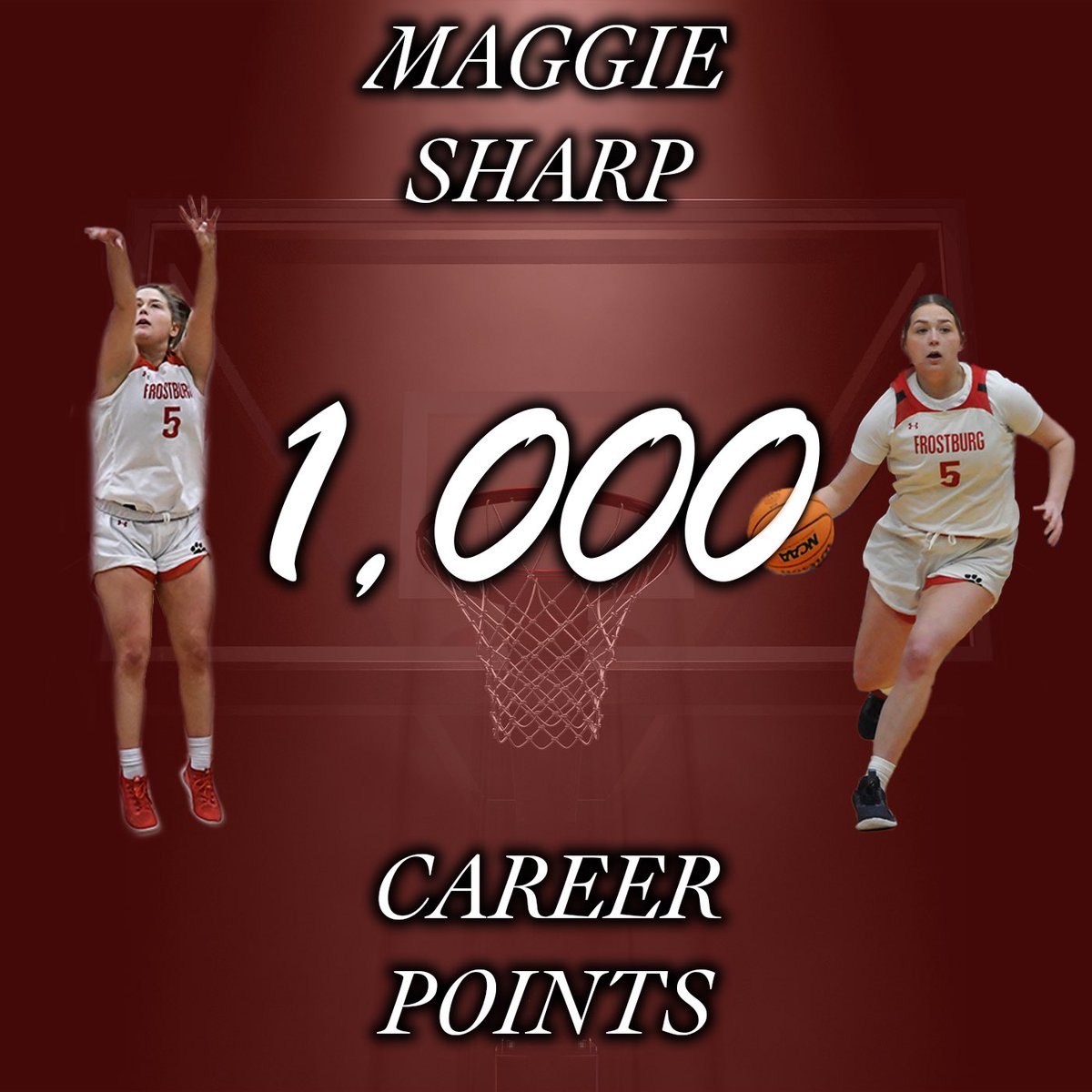 FROSTBURG_WBB's tweet image. Congrats to #️⃣5️⃣ Maggie Sharp on scoring her 1,000th point‼️ We are so very proud of you, great job kid🤩 #shimmieshake