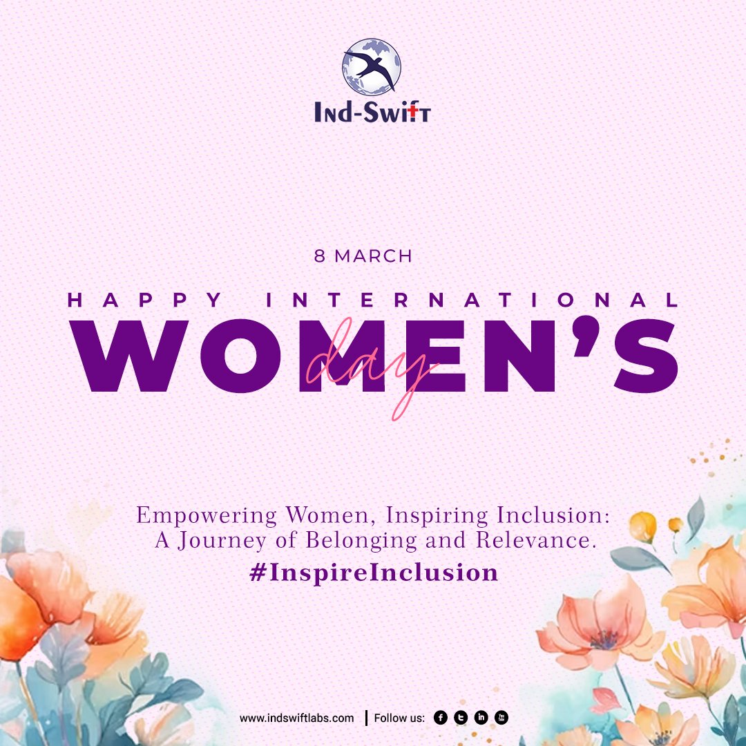 On Women's Day, let's celebrate the power of inspiration! When we inspire others to understand and value women's inclusion, we forge a better world.  Here's to a day of honoring and uplifting every woman's journey!  #HappyWomensDay #InspireInclusion #indswift #indswiftlabs